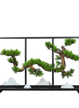 中式迎客松摆饰创意龙形根雕办公桌面摆件玄关电视柜样品房装饰品