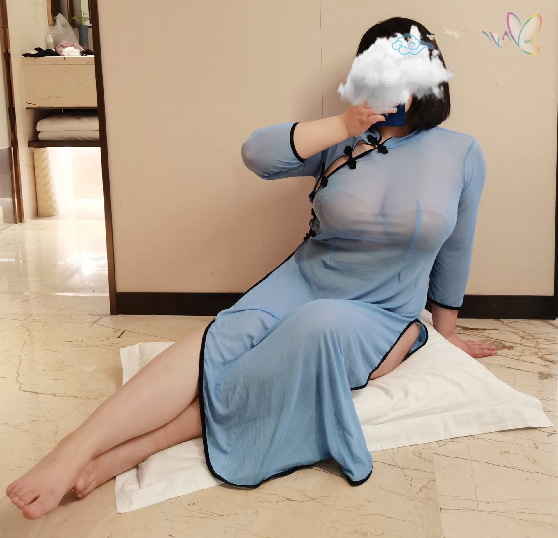 200斤胖mm胖妹性感睡衣旗袍
