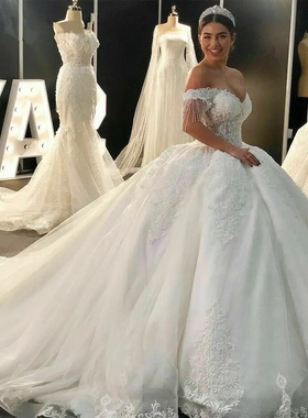 Ball Gown Wedding Dresses Appliques Royal Wedding Gown