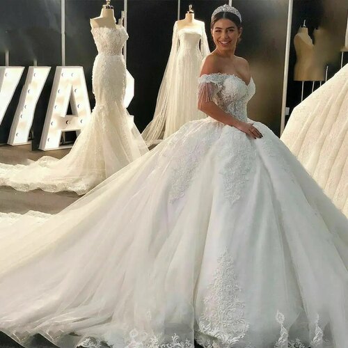 Ball Gown Wedding Dresses Appliques Royal Wedding Gown