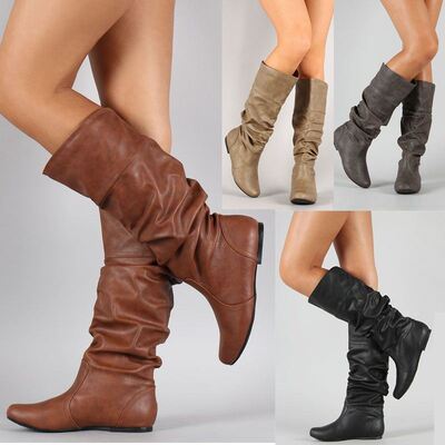 women leather long boots for ladies wedge shoes EUR40 43 42