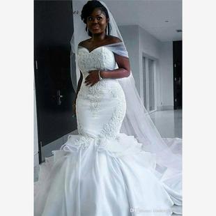 Lace Off the African Bridal Dress Shoulder Gowns Wedding