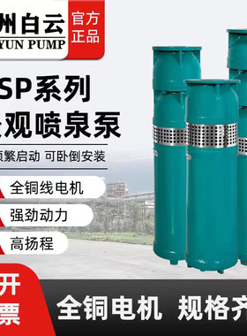 广州白云泵业喷泉泵QSP铸铁不锈钢景观喷泉泵别墅喷泉专用潜水泵