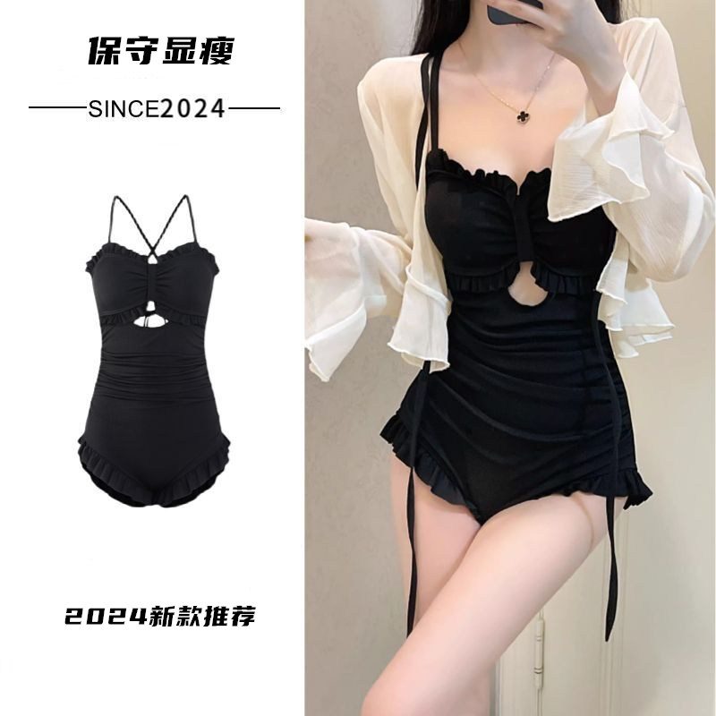 泳衣女连体韩版ins纯欲风少女小胸聚拢高级感泡温泉新款2026泳装