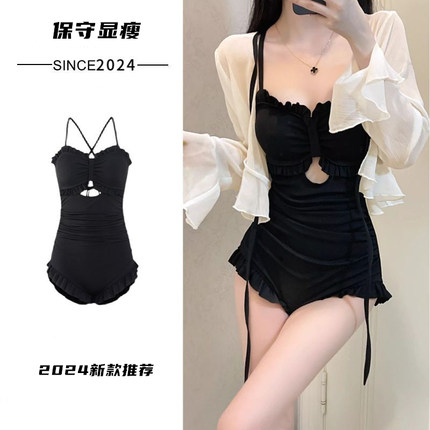 泳衣女连体韩版ins纯欲风少女小胸聚拢高级感泡温泉新款2026泳装