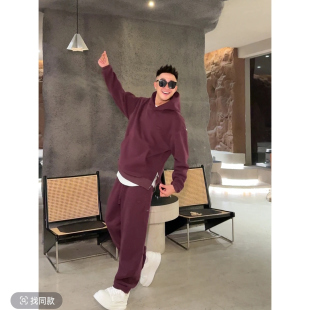 语乐服饰 91102/2569运动休闲套装加厚磨毛连帽卫衣弯刀裤男款