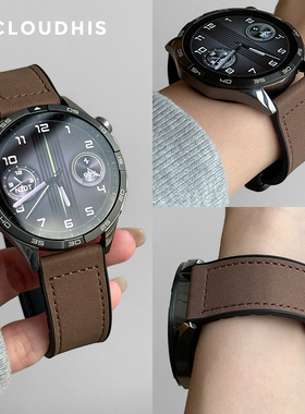CLOUDHIS适用于华为gt5/4疯马皮折叠扣表带Ultimate腕带GT5 Pro智能手表Watch1/2/3荣耀Magic秋冬新款男女GT6
