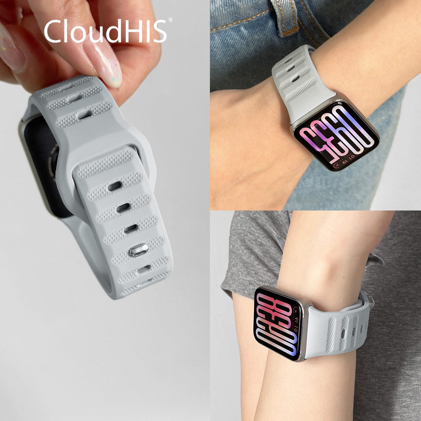 CloudHIS夏季新款适用小米手环9pro表带运动硅胶8Pro手链腕带智能运动手表红米watch5男女生高级感