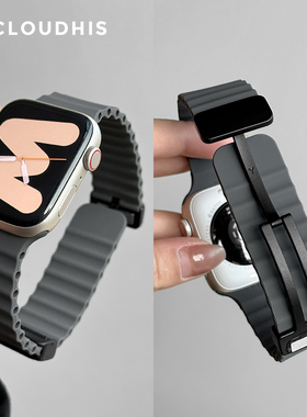 CLOUDHIS适用AppleWatch ultra2表带苹果海洋iwatch8手表带S9硅胶s11橙色s10高级运动男新款SE透气49mm腕带女
