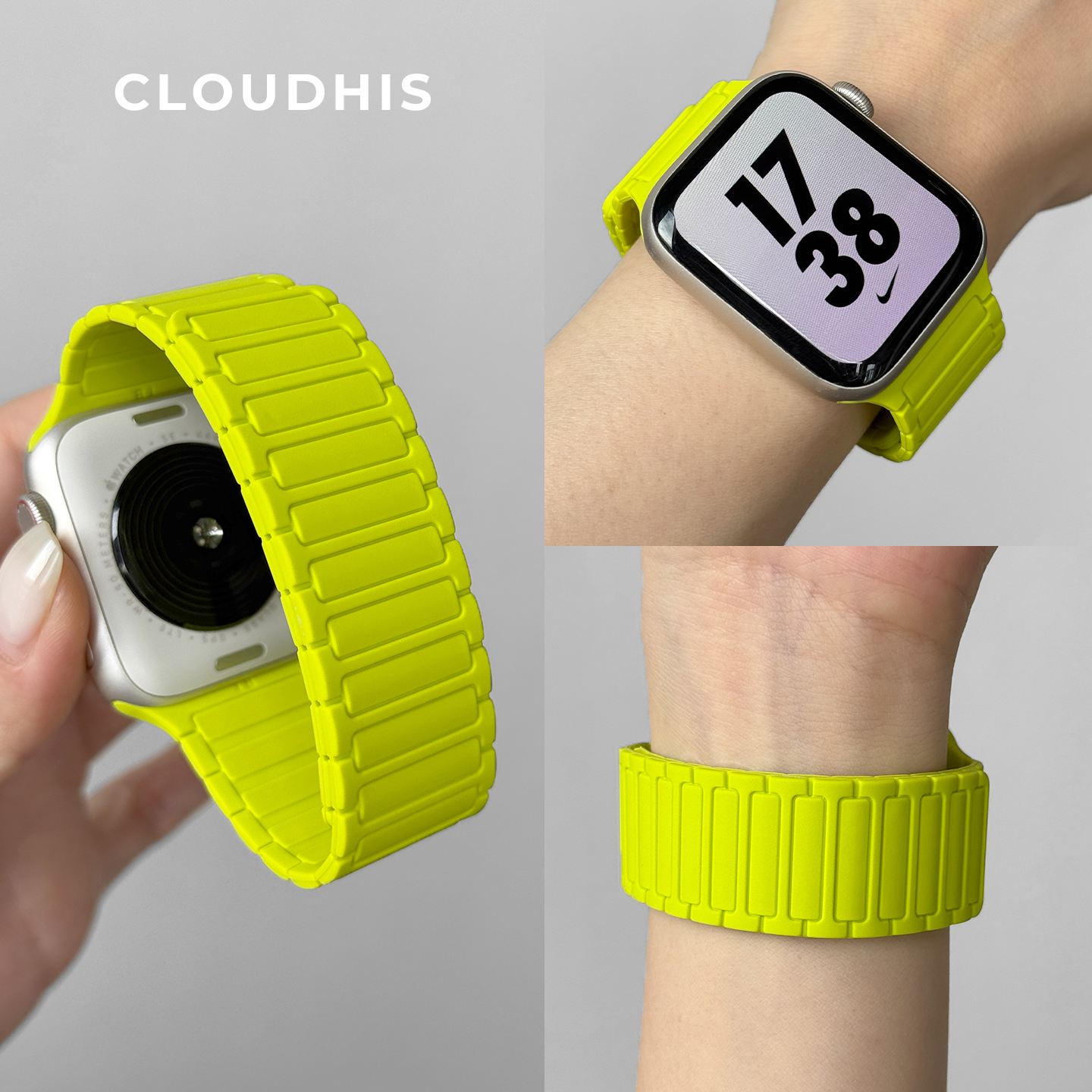 CLOUDHIS张婧仪同款适用iwatch表带s10苹果S9手表applewatch新款硅胶创意磁吸S8运动腕带高级Ultra春夏季男女