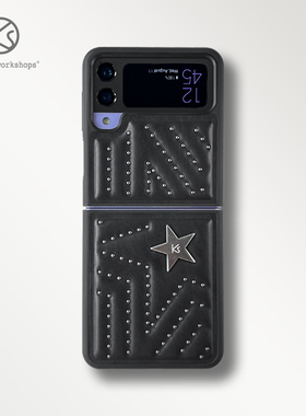 KASO适用于三星zflip5手机壳限量款皮革S22ultra铆钉三星折叠保护套flod5新款时尚samsung4潮牌外壳网红W23