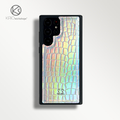 SS新款 炫彩鳄鱼纹皮革适用三星Galaxy S23保护套22全包ultra高级感z小众flip5手机壳小红书fold5防摔w24女w23