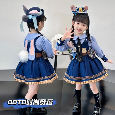 兔子警官儿童衣服秋冬新款朱迪连衣裙女童洛丽塔公主裙万圣节服装