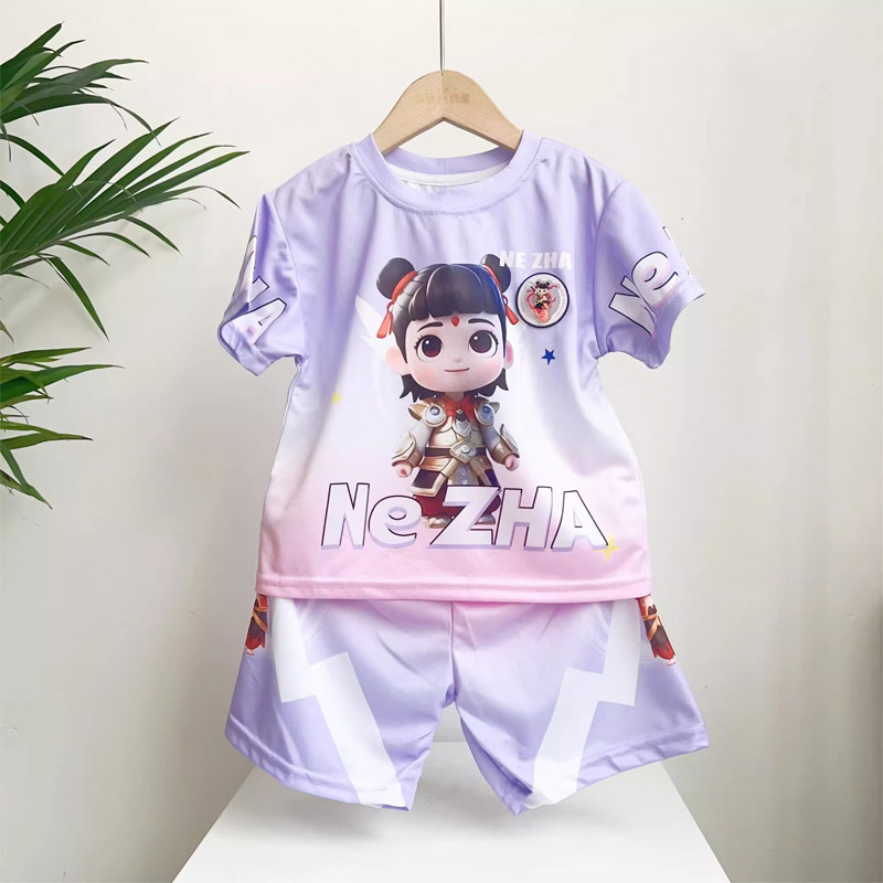 哪吒儿童泳衣女童夏季新款短袖短裤套装女宝宝温泉度假分体游泳衣
