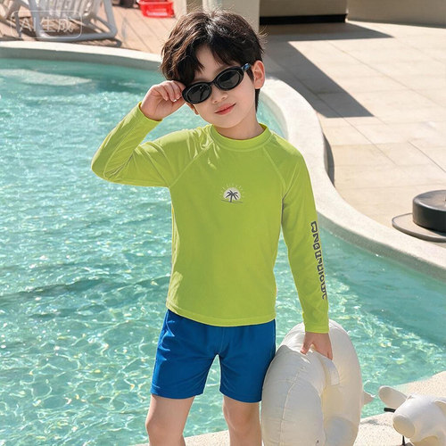 儿童分体泳衣夏季2026新款男宝宝长袖防晒游泳衣男童海边速干泳装