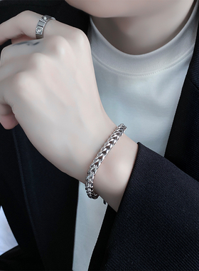 男士手链高级感可调节银色