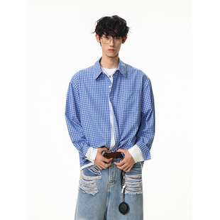 休闲宽松衬衣慵懒风垂感秋季 衬衫 上衣外套男女 Zoom格子长袖 York