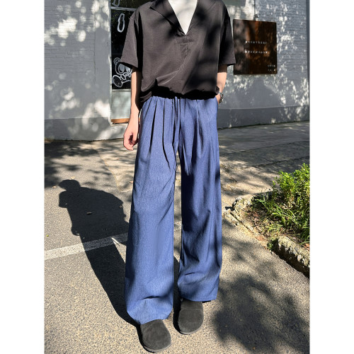 夏季新款老钱风垂感透气休闲裤