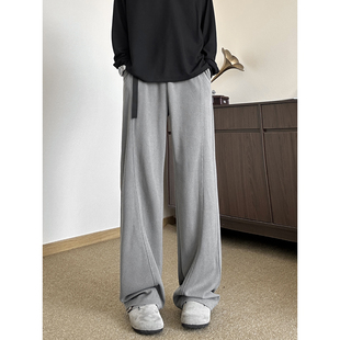 York Zoom秋季新款自带腰带弯刀垂感灯芯绒休闲裤长裤男宽松百搭