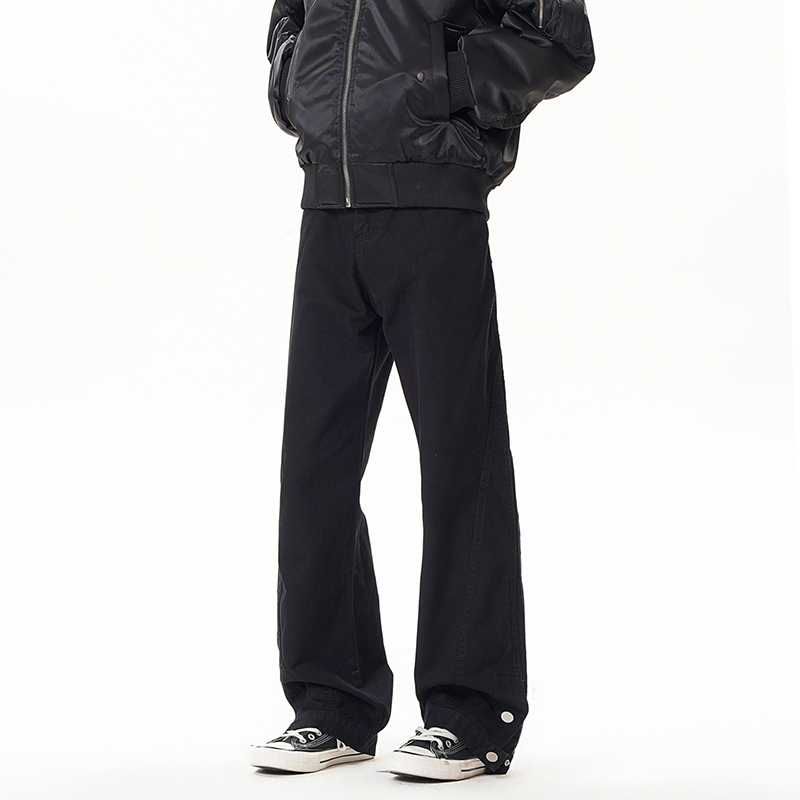 YORKZOOM美式复古黑色微喇牛仔裤