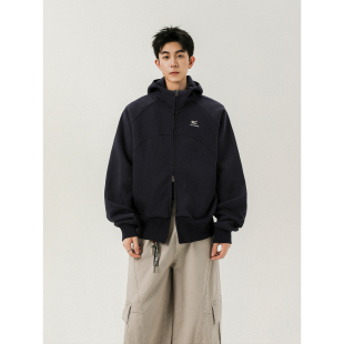 立体剪裁解构拼接拉链开衫 秋冬美式 连帽卫衣运动宽松 Zoom York