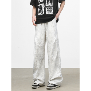 York Zoom夏季新款美式轻薄透气褶皱扎染脏脏裤休闲裤长裤宽松