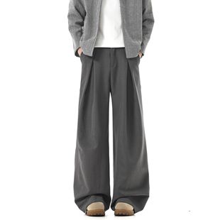 长裤 休闲裤 显高显瘦宽松 老钱风加绒加厚褶皱西裤 YORKZOOM秋冬新款