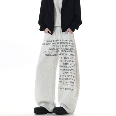 秋冬加绒加厚字母宽松卫裤