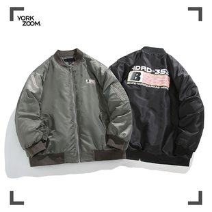 时尚 秋冬保暖加厚飞行服棉服百搭情侣宽松印花机车ins冬季 潮流