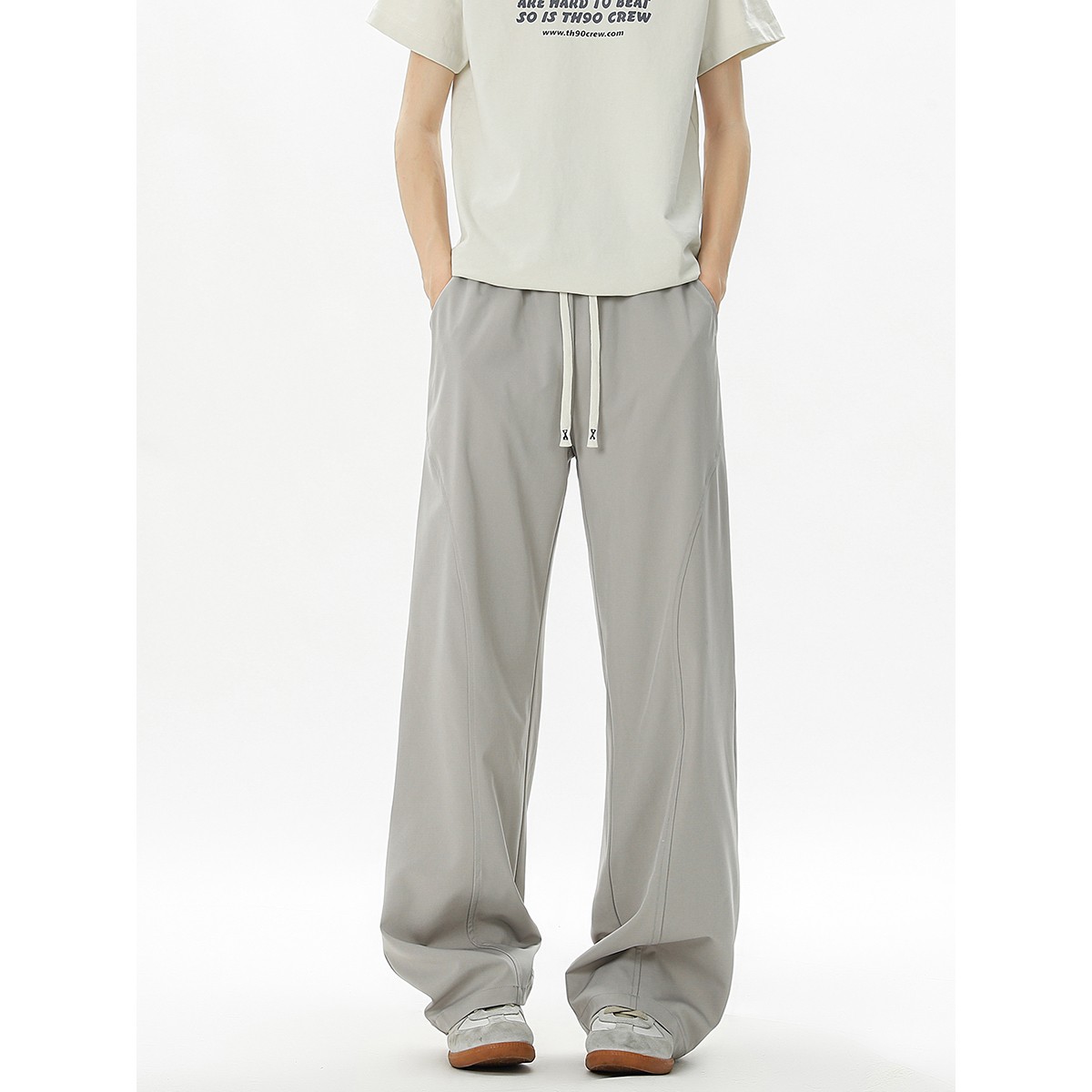 York Zoom夏季美式斜切休闲裤长裤轻薄透气百搭舒适凉感垂感薄款