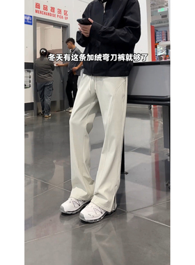 YORKZOOM秋冬加绒冲锋拉链弯刀裤休闲裤长裤男美式运动百搭工装