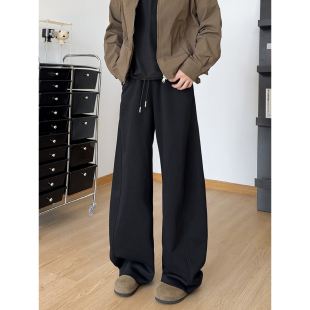 York Zoom秋季新款弯刀阔腿灰色卫裤男休闲裤长裤透气宽松垂感