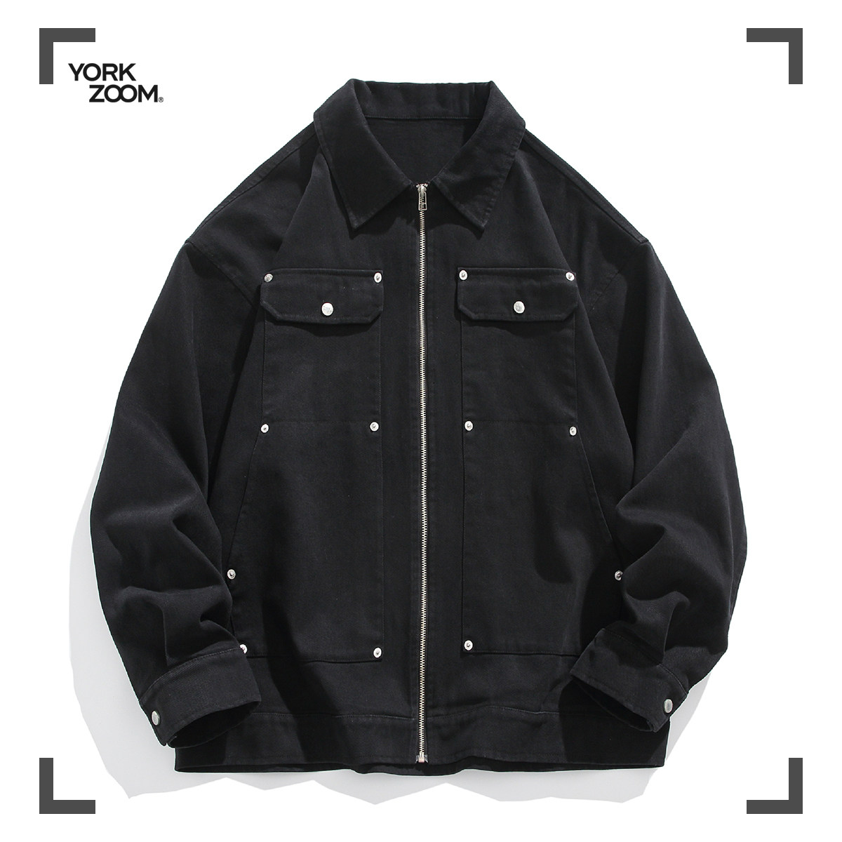 YorkZoom春季新品工装夹克外套铆钉设计休闲外套复古宽松潮流美式,男装,夹克,淘宝优惠券,粉丝福利购,淘宝优惠卷