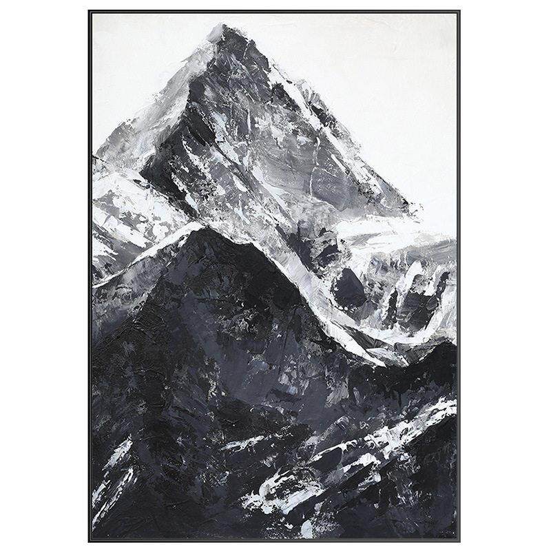 雪山黑白艺术玄关装饰画现简约客厅壁画正对门走廊玄关背景墙画图片