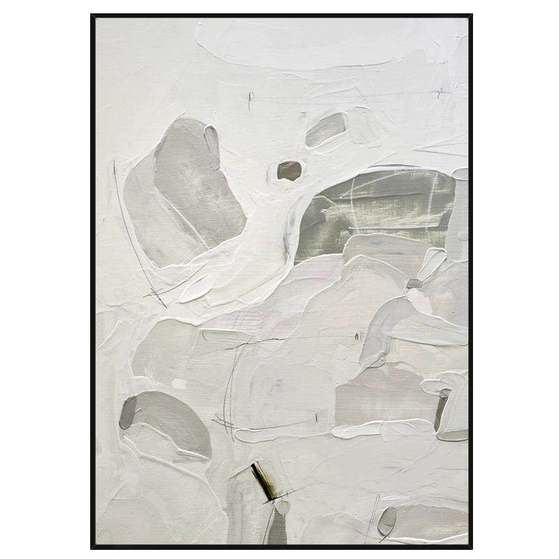 油画手绘灰白莫兰迪风格玄关背景挂画轻奢客厅沙发餐厅入户抽象画图片