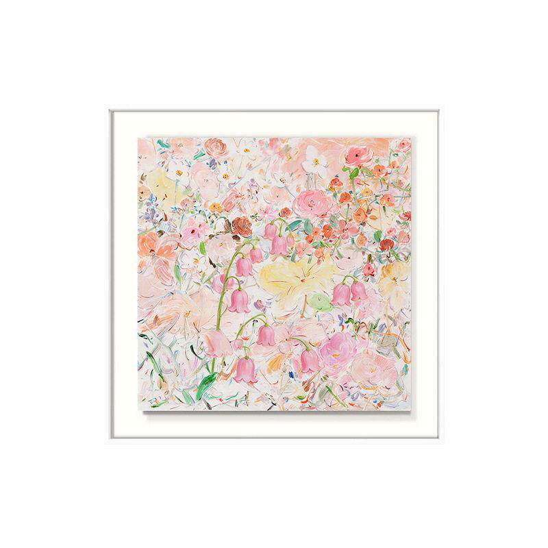 繁花绘梦美式奶油风客厅装饰画卧室床头正方形纯手绘油画立体壁画