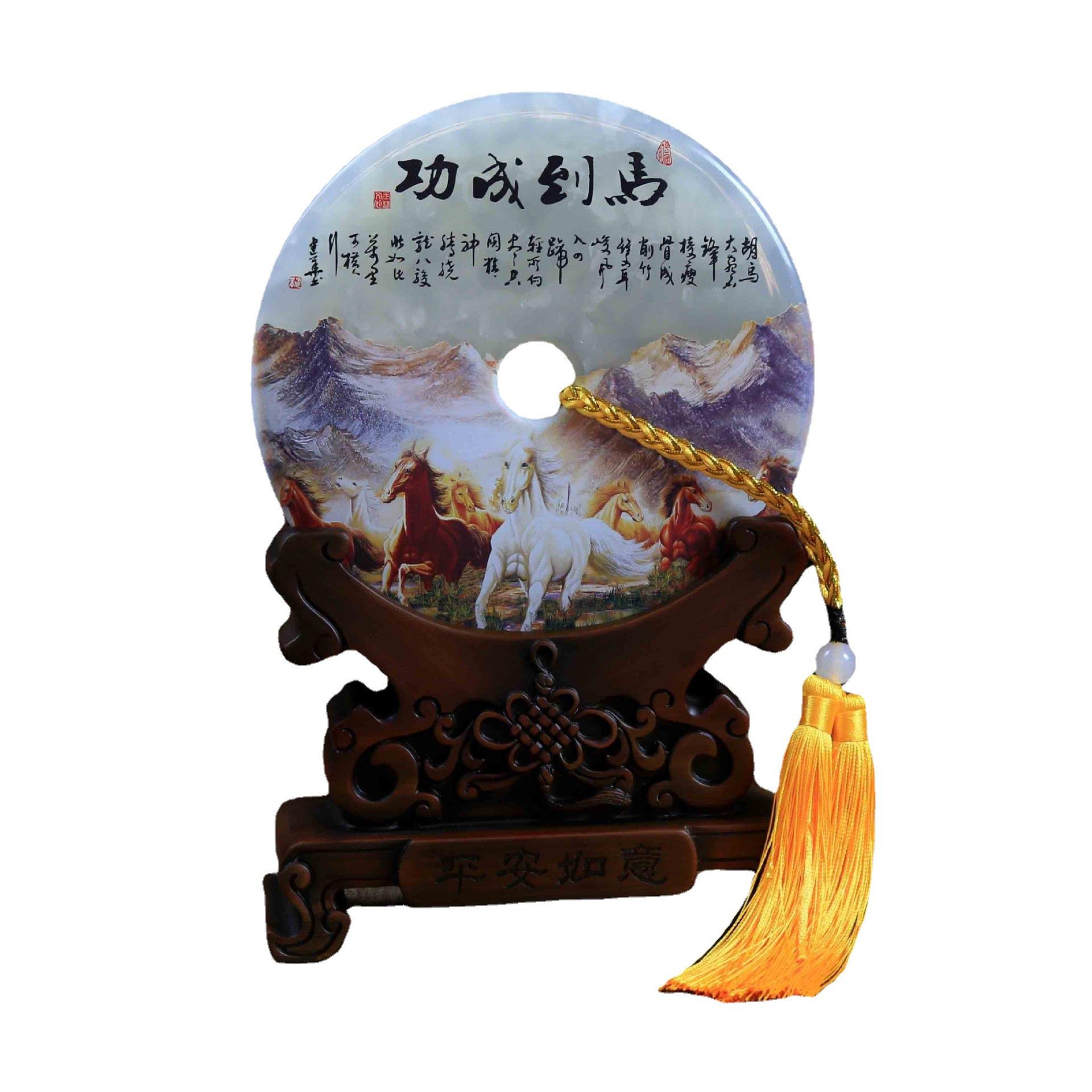 玉石平安扣摆件酒柜电视柜玄关博古架青白玉玉器阿富汗玉摆件
