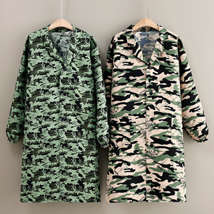 新款迷彩罩衣工作服时尚西服领厨房家用防污围裙定制logo男女通用