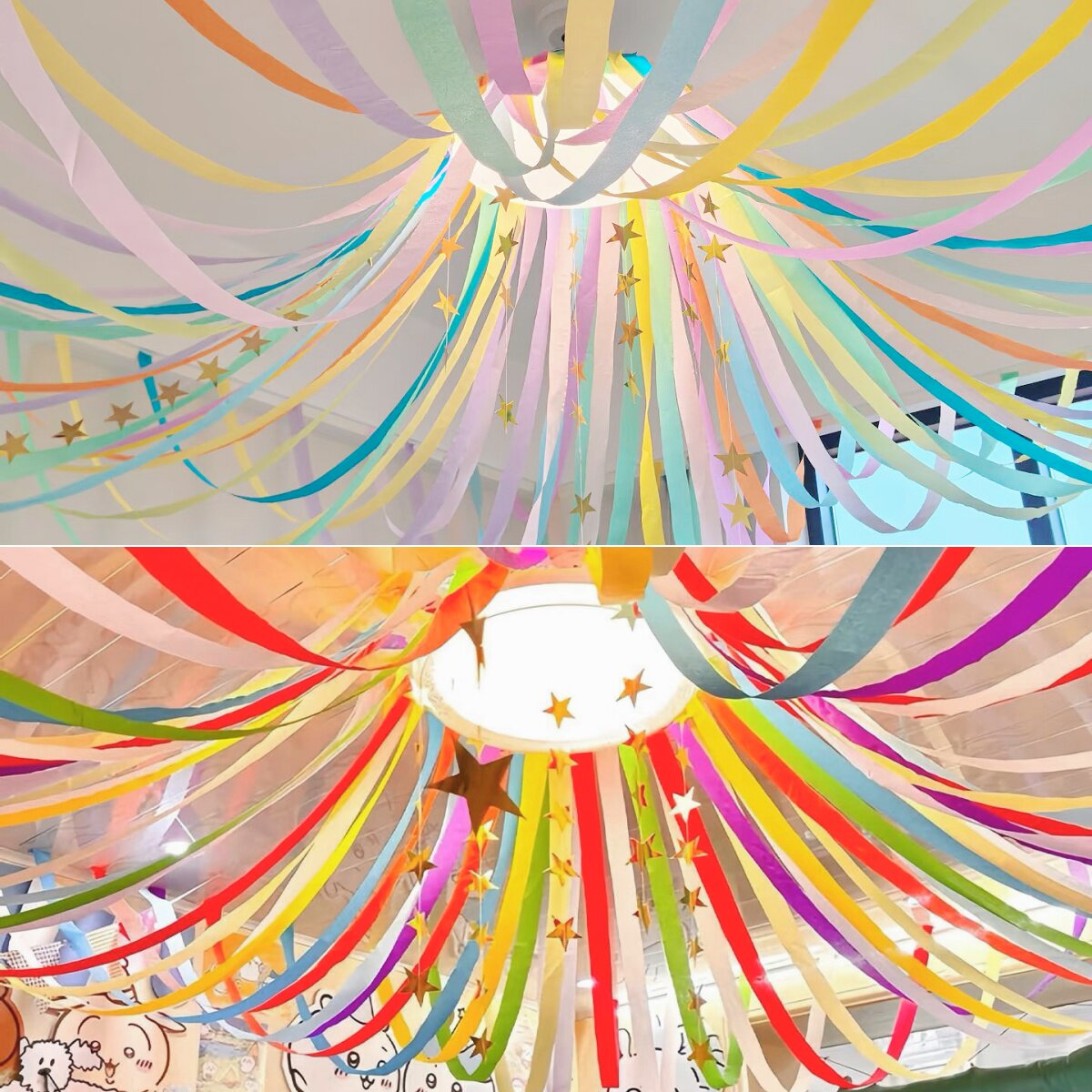 幼儿园教室装饰拉花挂饰儿童生日派对客厅装扮房顶天花板彩色带