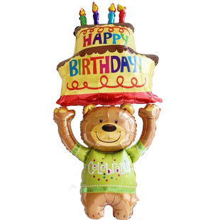 韩国ins托举蛋糕小熊生日气球蛋糕卡通宝宝儿童生日派对布置装饰