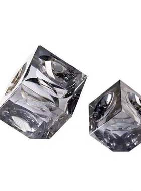 家居现代简约烟灰方形水晶玻璃摆件客厅书房桌面创意抽象软装