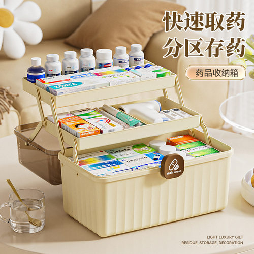 医药箱多层大容量家用药品收纳盒整理箱户外便携急救箱塑料工具箱