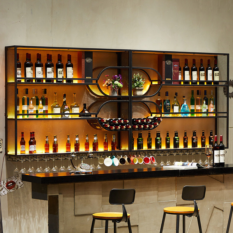 酒吧壁挂式酒架餐厅红酒柜展示架悬挂式墙上商用红酒洋酒置物架