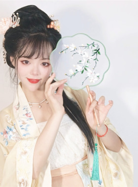 多买多减刺绣团扇中国风宫扇舞蹈古典汉服旗袍古风长柄流苏圆之满