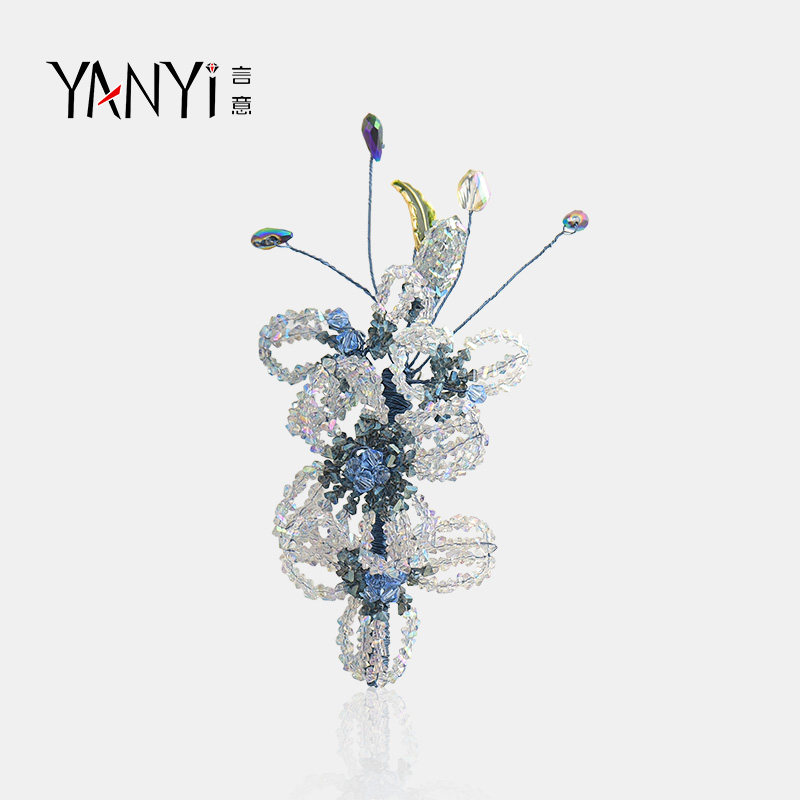 高端手工订制工艺水晶花朵胸针女精致时尚奢华高级感胸花别针高档