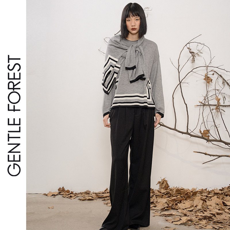 Gentle Forest【彝】轻盈保暖彝线条精仿羊绒烟管领针织套头衫