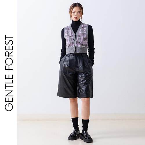 Gentle Forest【彝】彝纹样高腰短款V领针织马甲