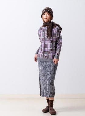 Gentle Forest【彝】彝纹样经典圆领宽松套头毛衣