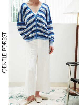 Gentle Forest【哈尼】镂空设计前后大V领长袖上衣