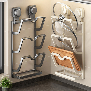 厨房锅盖架壁挂式吸盘锅盖收纳架盘免打孔支架放锅盖置物架上墙